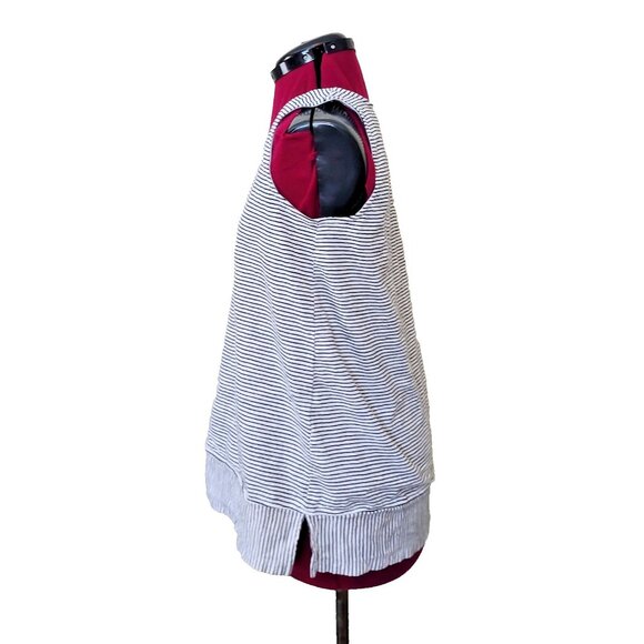Lands' End Women’s Tank Top Size Small Black White Striped Knit Side Split - Picture 3 of 7